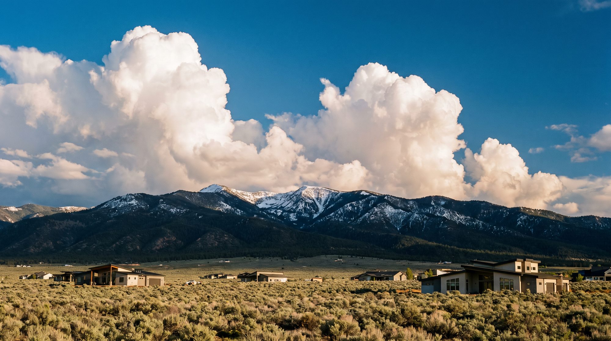 Cedar City, Utah valley with snow-capped mountains